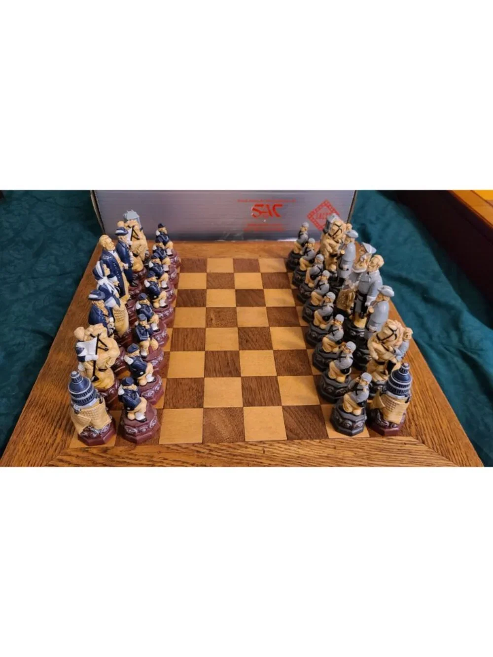 American Civil War Themed Chess Pieces SAS Studio Anne Carlton w/ Board & Box